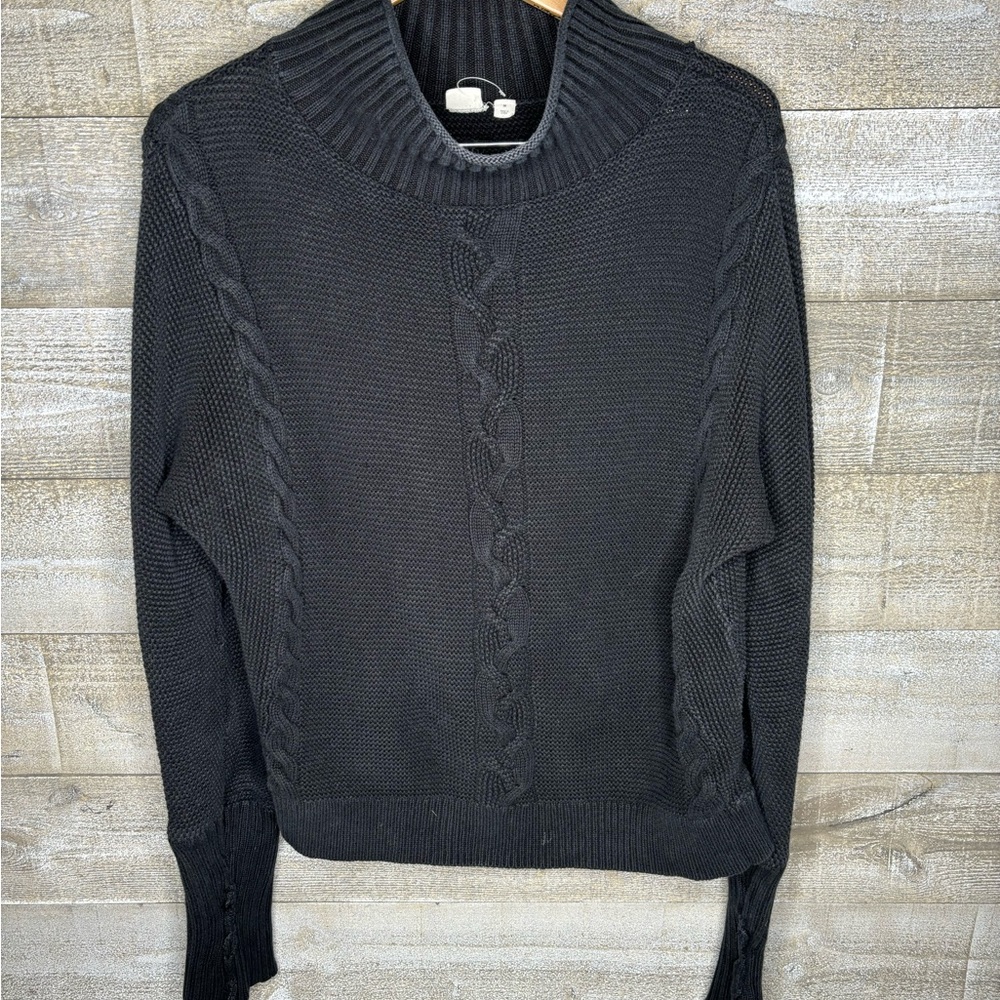 Gap black oversize cable knit mock neck sweater medium